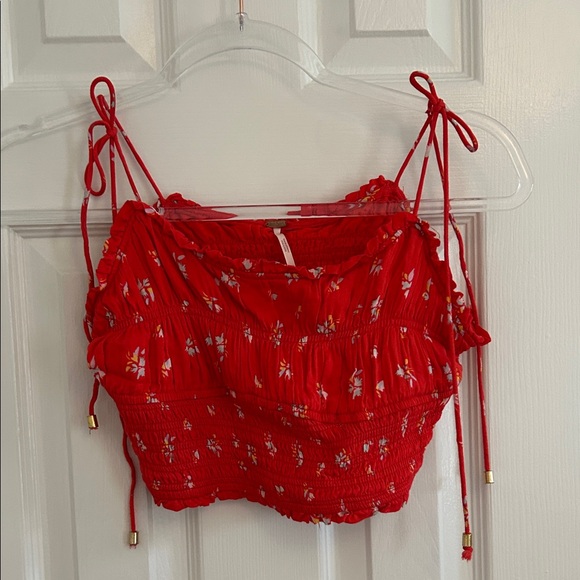 Free People Red Floral 2pc top and Maxi Skirt - Picture 2 of 16